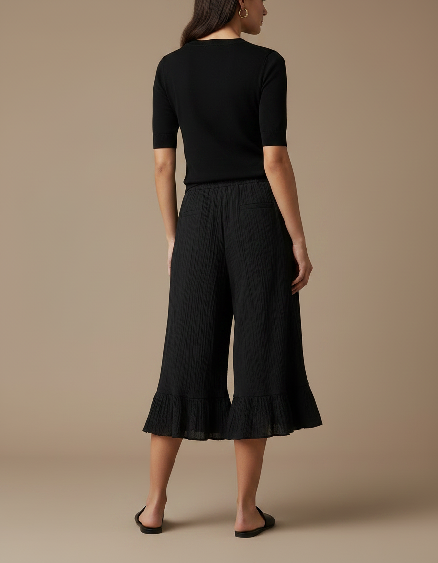 Pantalon Capri Noir Femme - Viscose - vue 2