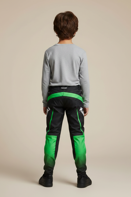 Pantalon Noir Motocross Enfant Kawasaki Gradient Vert - Multicolore Polyester - vue 2