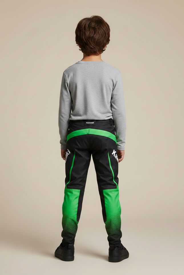 Pantalon Noir Motocross Enfant Kawasaki Gradient Vert - Multicolore Polyester - vue 2