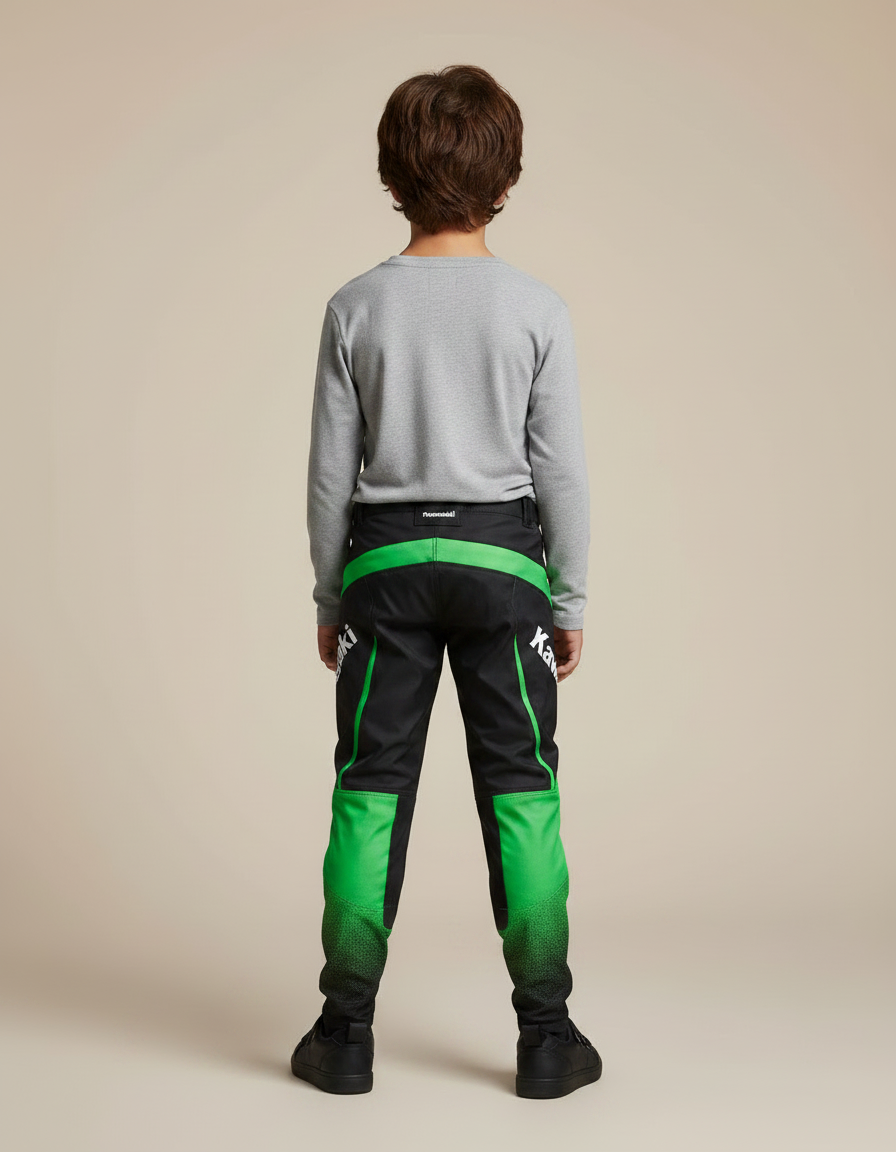Pantalon Noir Motocross Enfant Kawasaki Gradient Vert - Multicolore Polyester - vue 2