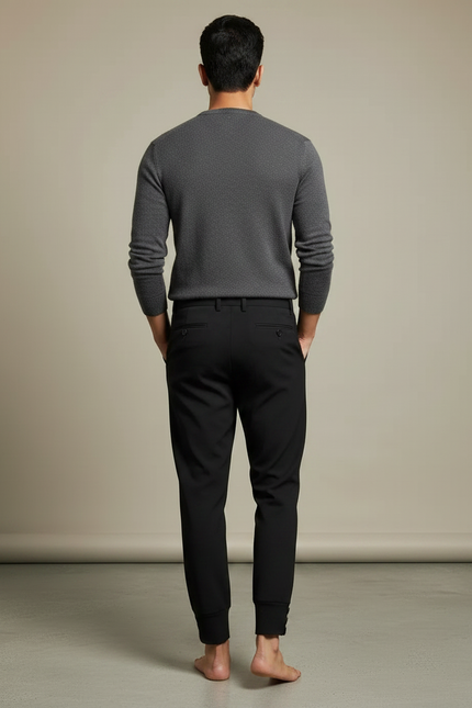 Pantalon Noir À Pinces Homme - Polyester - vue 2