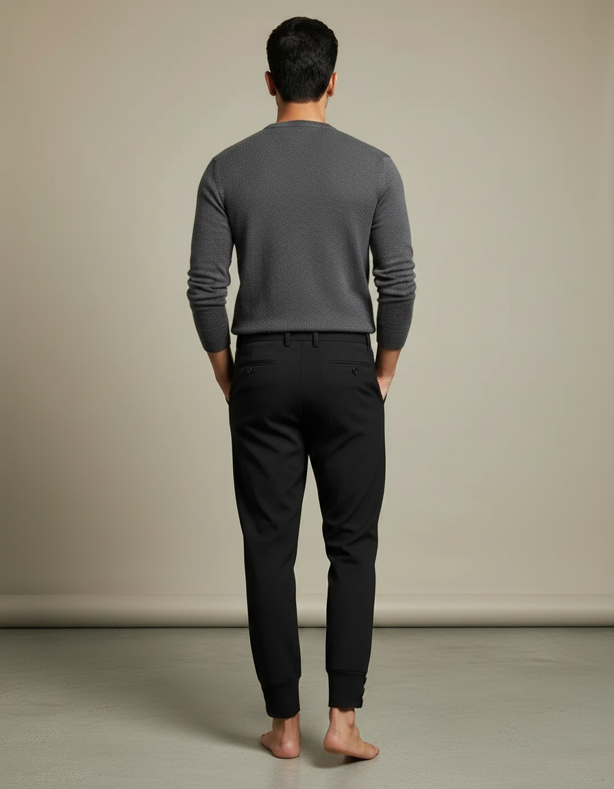 Pantalon Noir À Pinces Homme - Polyester - vue 2