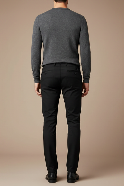 Pantalon Noir Homme Slim Stretch Classique Élégant - Gabardine - vue 2