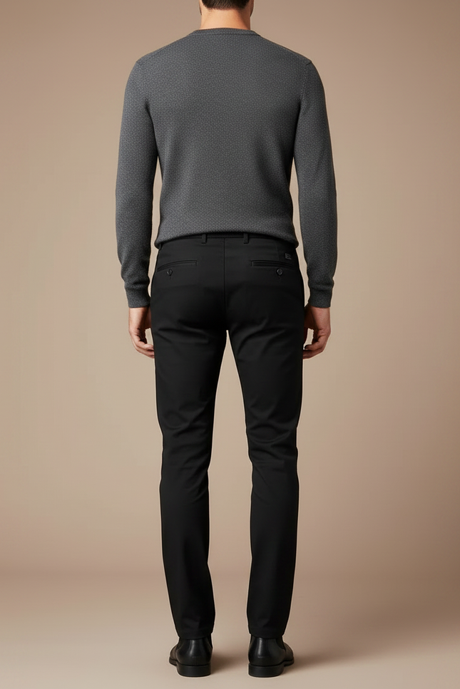 Pantalon Noir Homme Slim Stretch Classique Élégant - Gabardine - vue 2