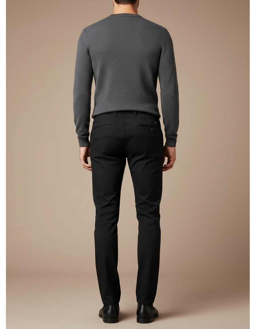 Pantalon Noir Homme Slim Stretch Classique Élégant - Gabardine - vue 2