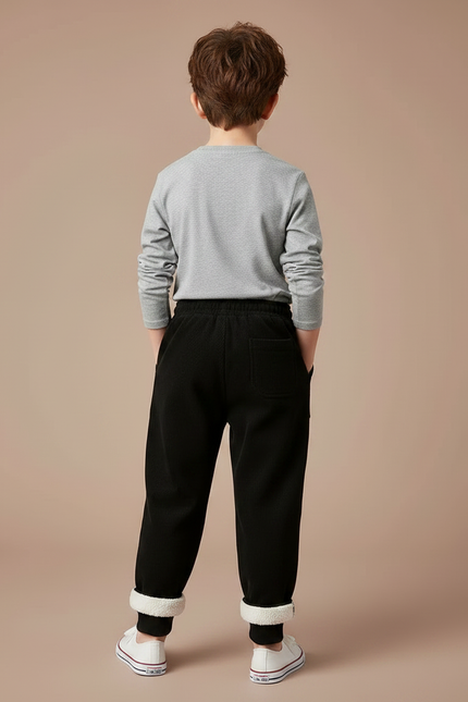 Pantalon Noir Côtelé Ample Doublé Sherpa Enfant - Cordé - vue 2