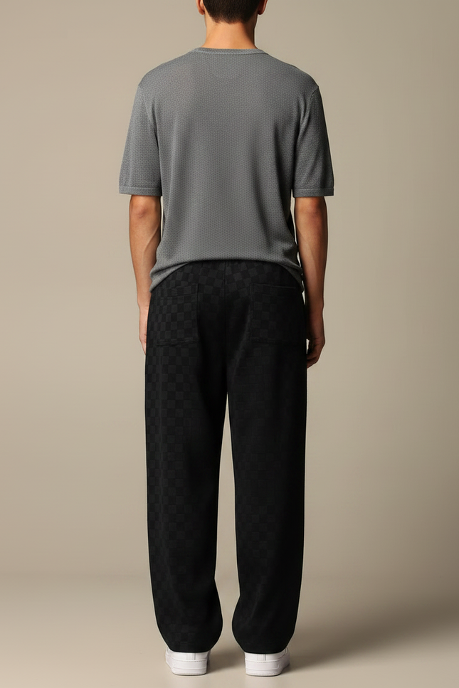 Pantalon Noir Carreaux Homme - Molleton - vue 2