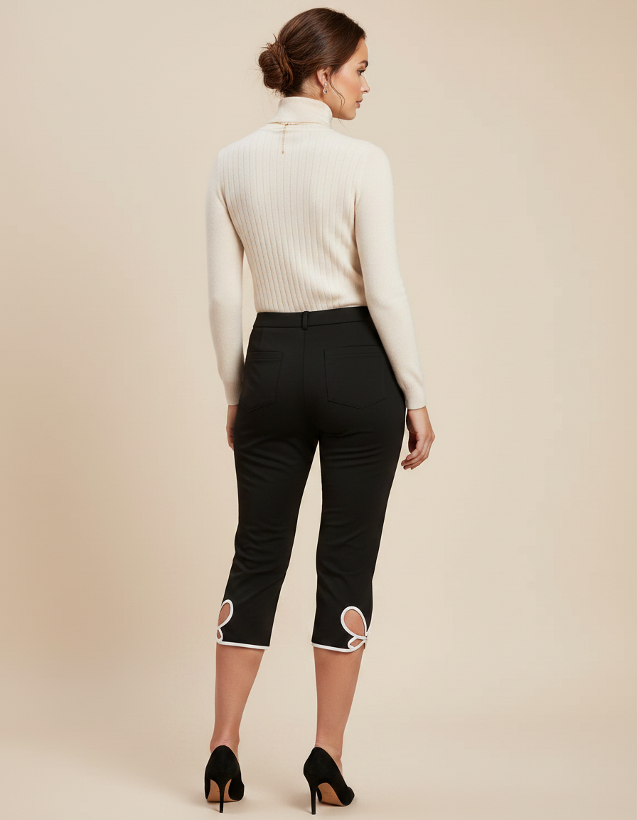 Pantalon Noir Court Femme - Polyester - vue 2