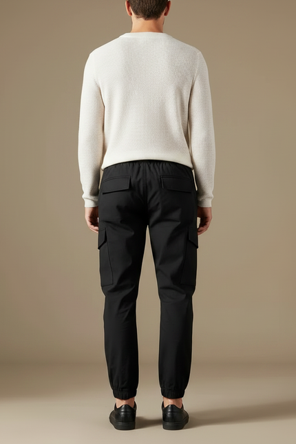 Pantalon Cargo Slim Noir - Polyester - vue 2