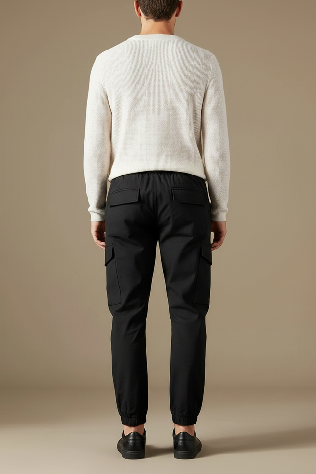 Pantalon Cargo Slim Noir - Polyester - vue 2