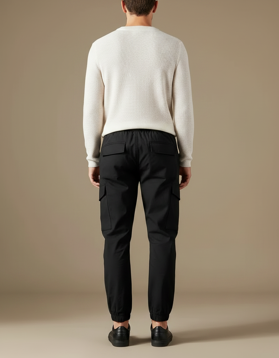 Pantalon Cargo Slim Noir - Polyester - vue 2