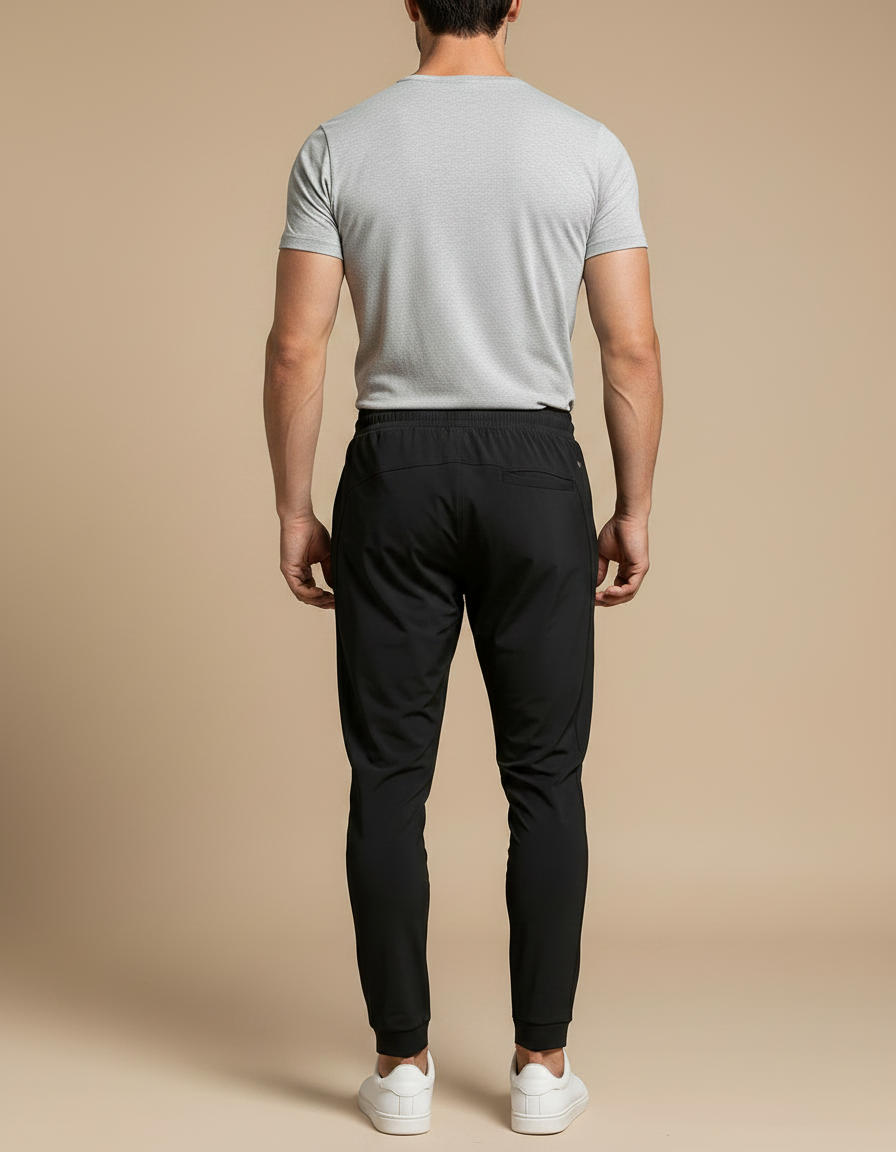 Pantalon Noir Homme Léger Respirant Extensible Sport - Polyester - vue 2