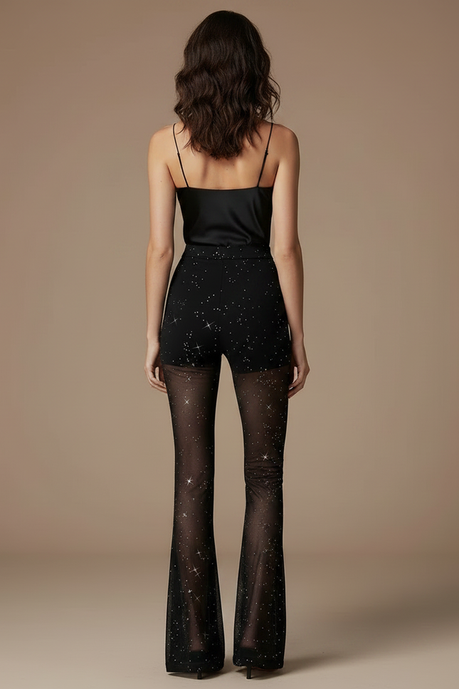 Pantalon Noir Filet A Strass - Maille - vue 2