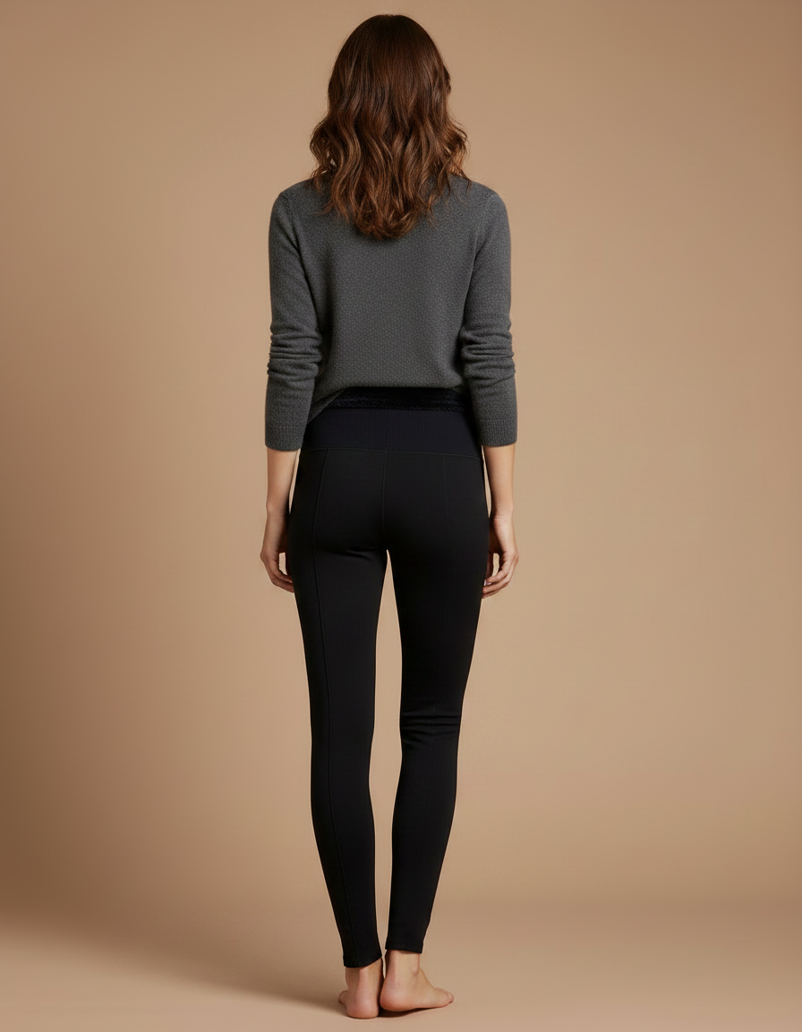 Pantalon Noir Moulant, Taille Haute, Stretch, Confortable - Maille - vue 2