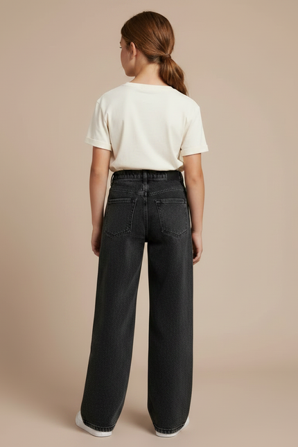 Pantalon Noir Jean Ample Fille Décontracté - vue 2