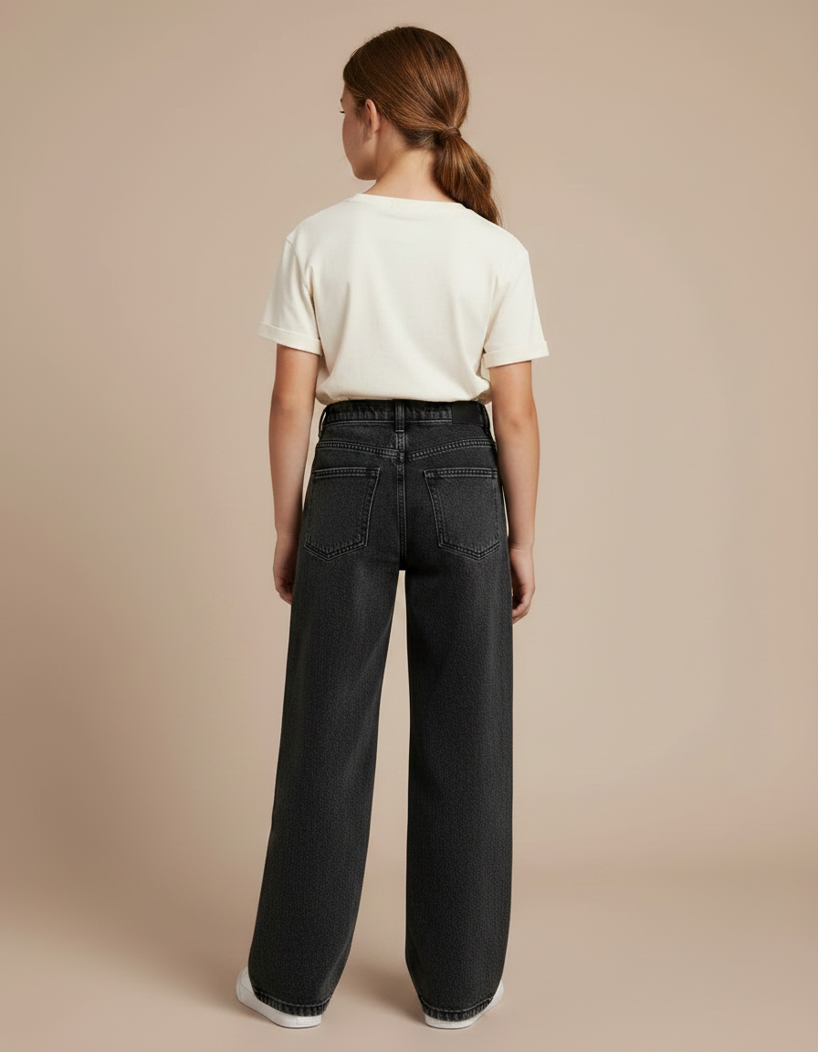 Pantalon Noir Jean Ample Fille Décontracté - vue 2