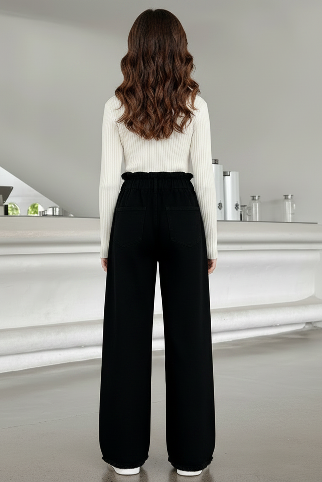 Pantalon Noir Ample Denim Fille Décontracté - Jean - vue 2