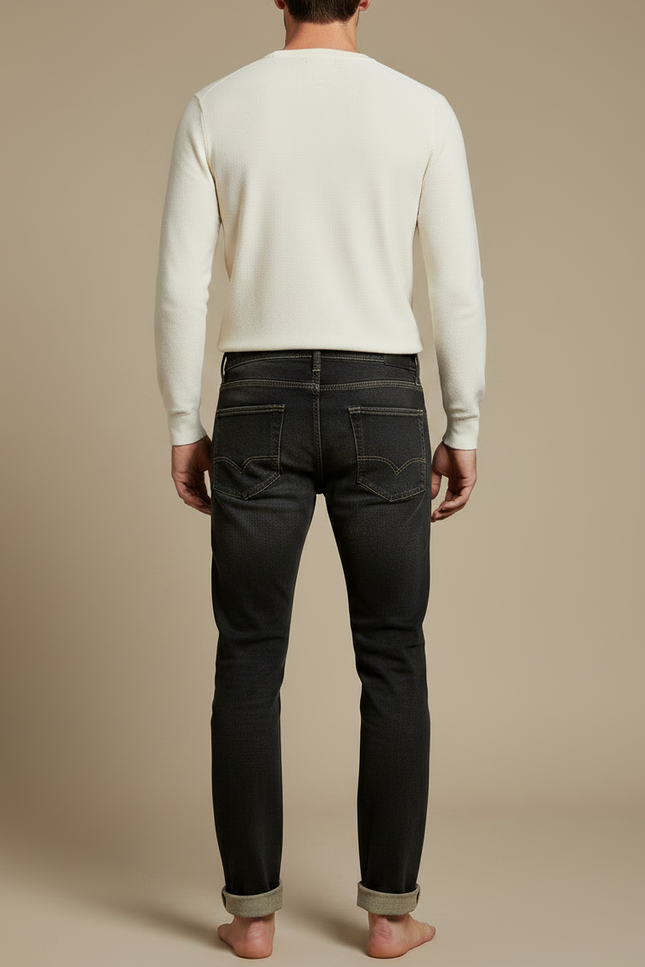 Pantalon Noir Décontracté Homme Coupe Droite - Jean - vue 2
