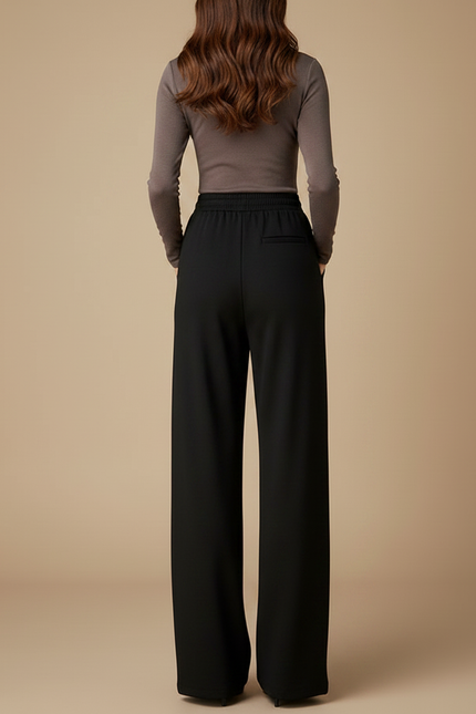 Pantalon Fluide Noir Taille Elastique - Polyester - vue 2