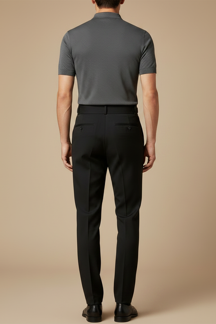 Pantalon Noir Habillé Homme Taille Haute Élégant - Gabardine - vue 2