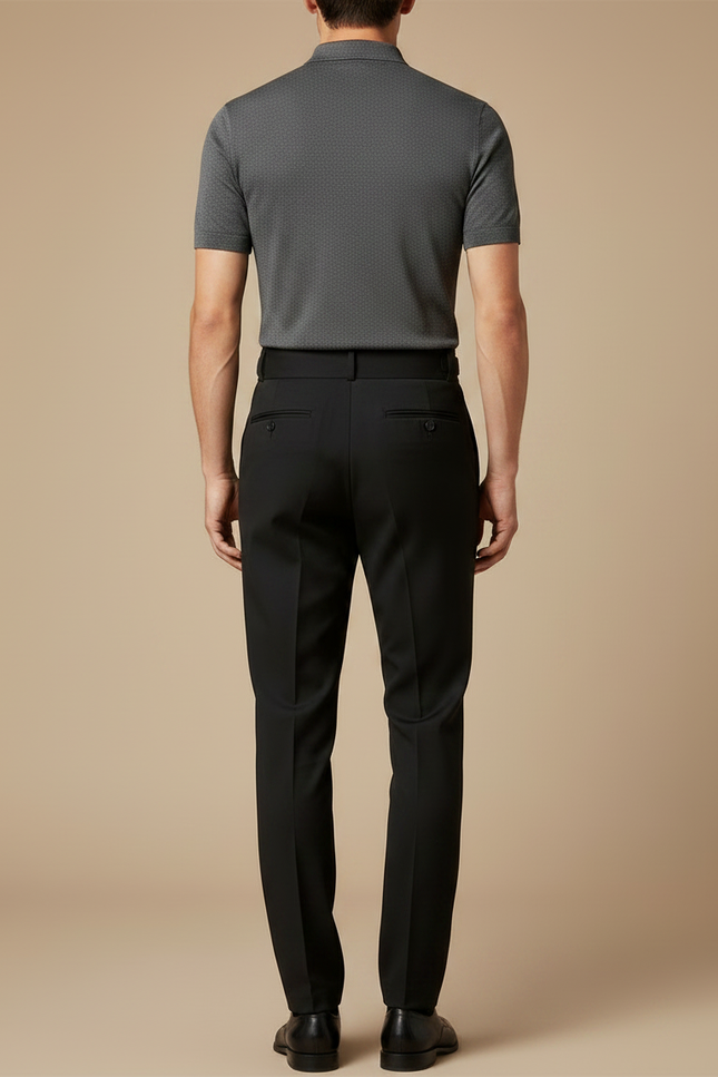 Pantalon Noir Habillé Homme Taille Haute Élégant - Gabardine - vue 2