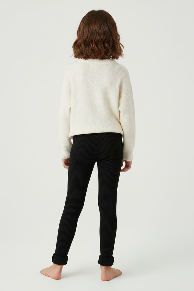 Pantalon Noir Côtelé Skinny Enfant Élastique Coton - Maille - vue 2