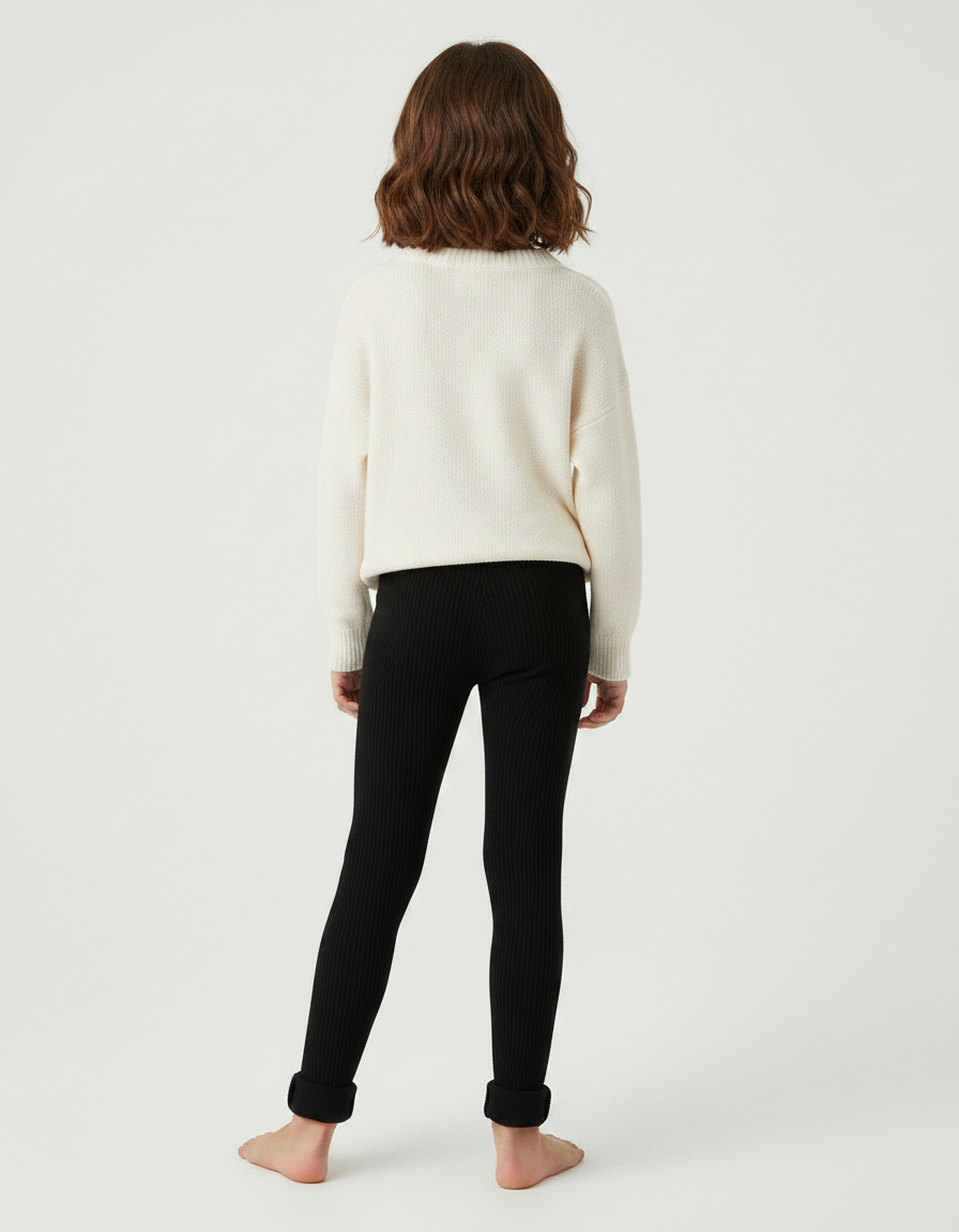 Pantalon Noir Côtelé Skinny Enfant Élastique Coton - Maille - vue 2