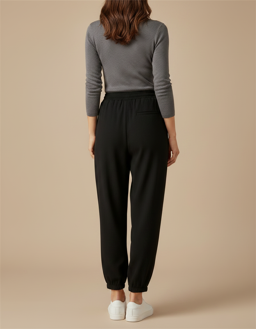 Pantalon Noir Bouffant Femme - Maille - vue 2