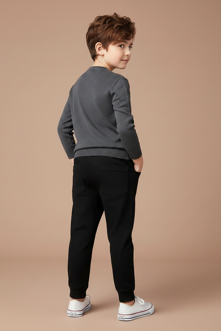 Pantalon Noir Brodé - Molleton - vue 2