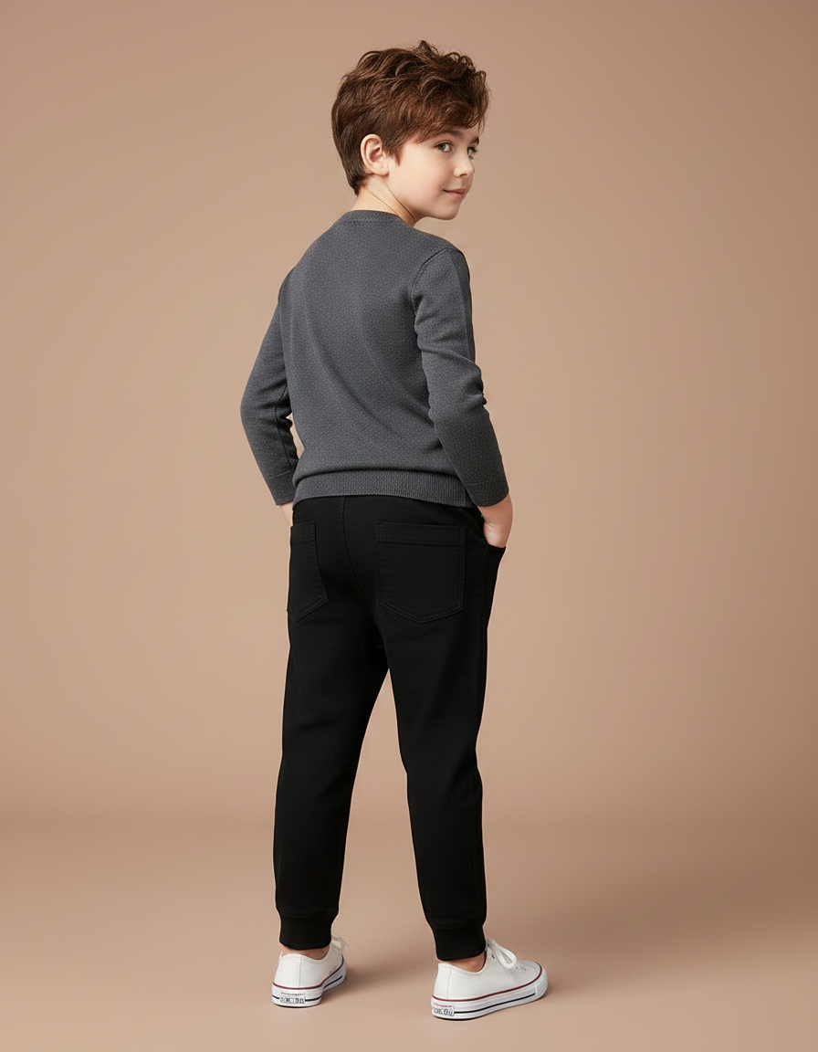 Pantalon Noir Brodé - Molleton - vue 2