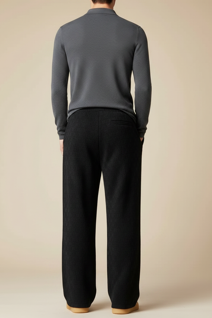 Pantalon Noir Carreaux - Maille - vue 2