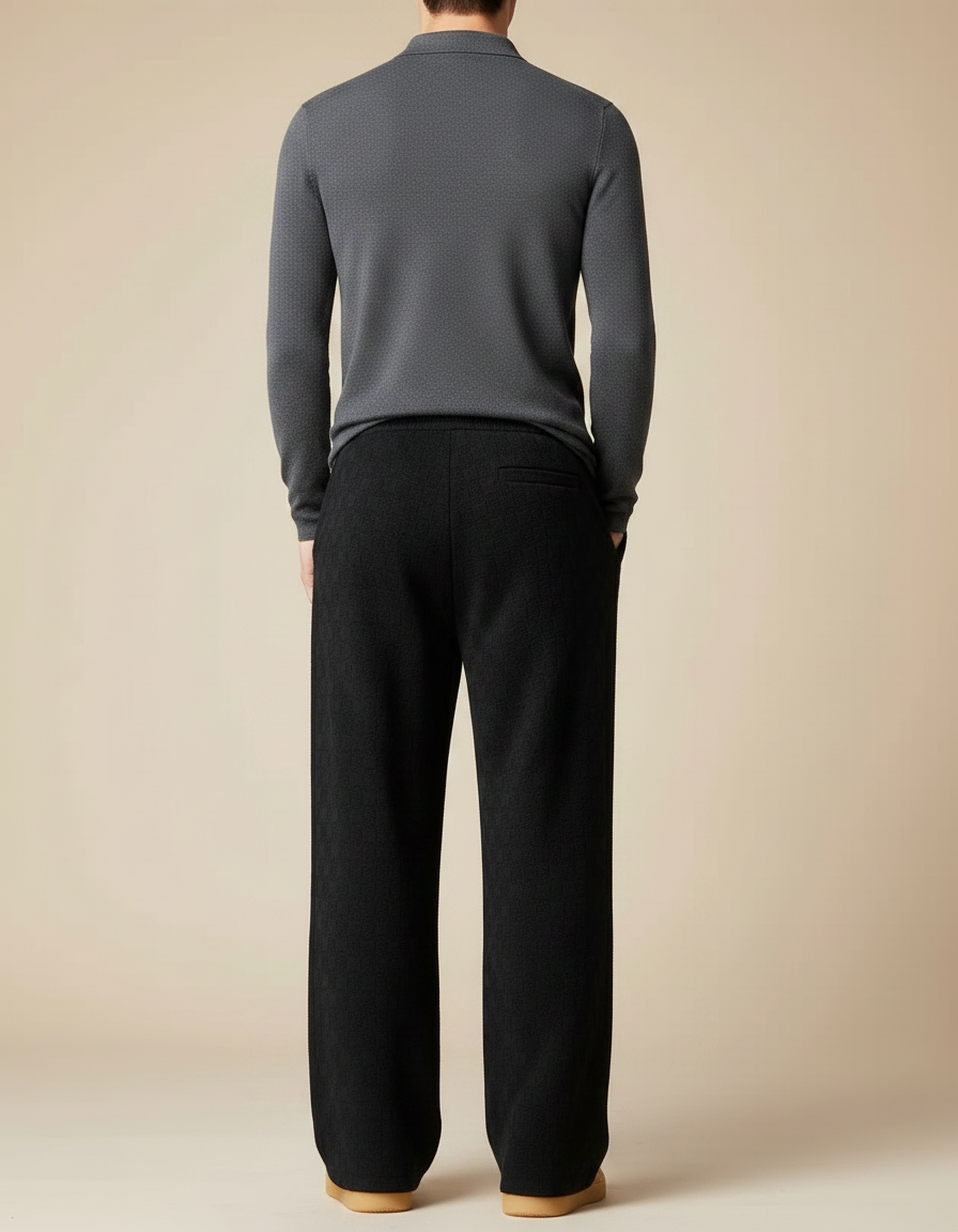 Pantalon Noir Carreaux - Maille - vue 2