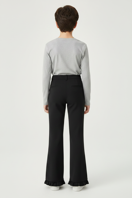 Pantalon Noir Évasé Volants Nœuds Fille Élégant - Polyester - vue 2