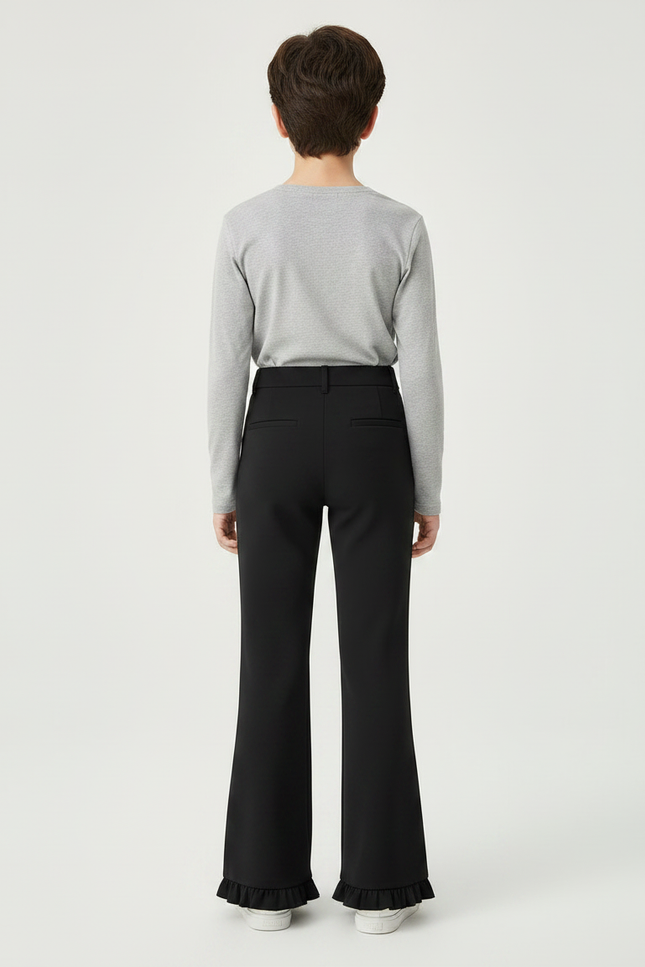 Pantalon Noir Évasé Volants Nœuds Fille Élégant - Polyester - vue 2