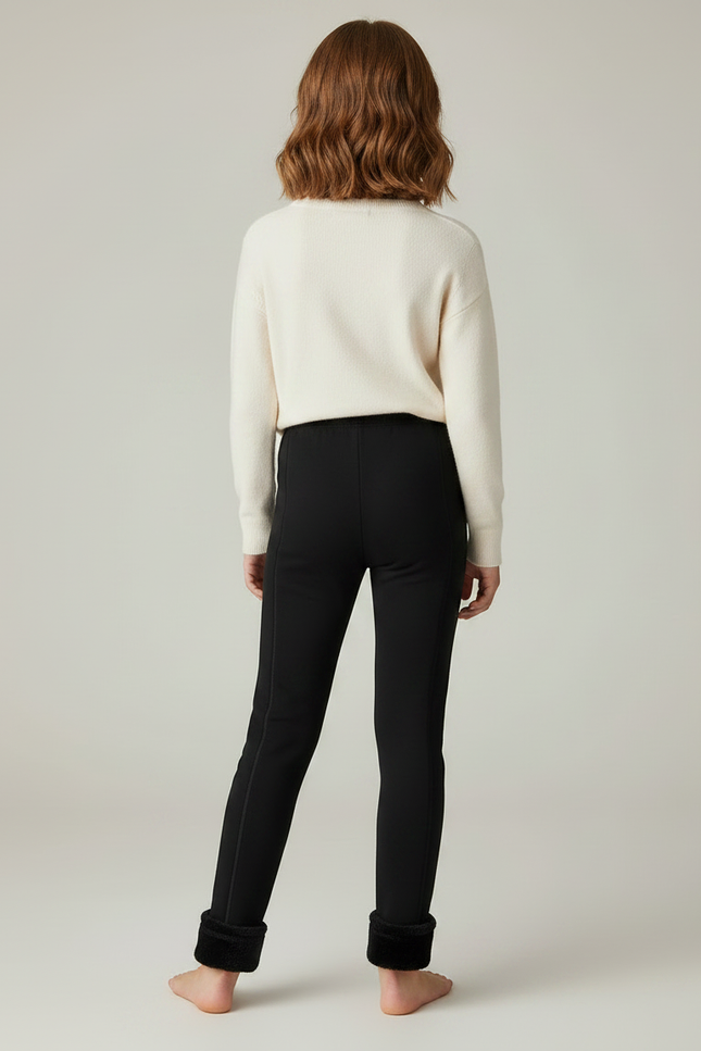 Pantalon Noir Chaud Épais Fille Hiver - Molleton - vue 2