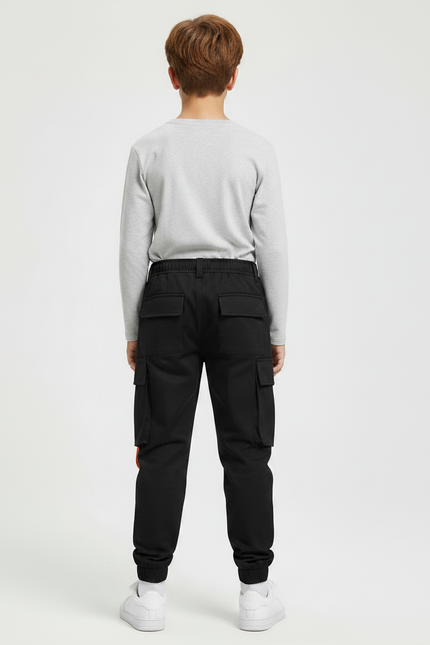 Pantalon Noir Cargo Imprimé Décontracté Garçon - Polyester - vue 2