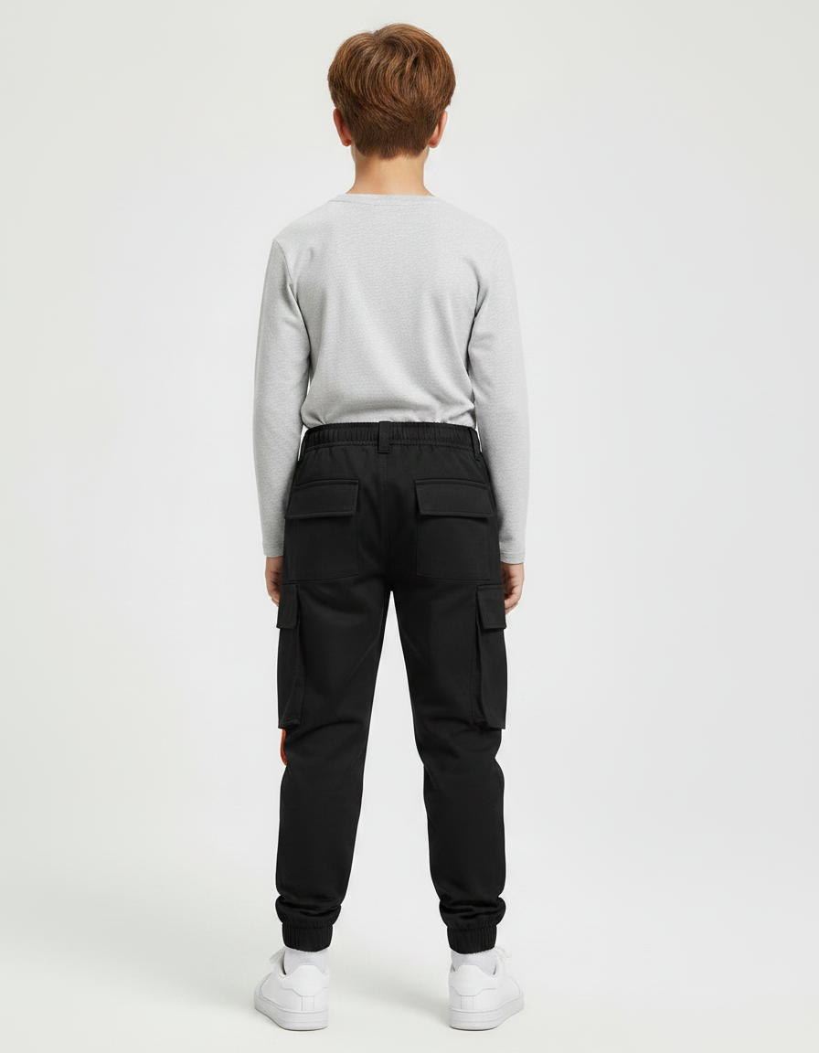 Pantalon Noir Cargo Imprimé Décontracté Garçon - Polyester - vue 2