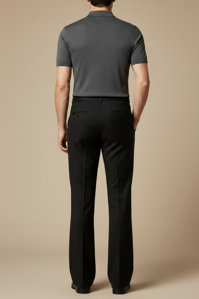 Pantalon Noir Élégant Droit Business Habillé Homme - Laine - vue 2