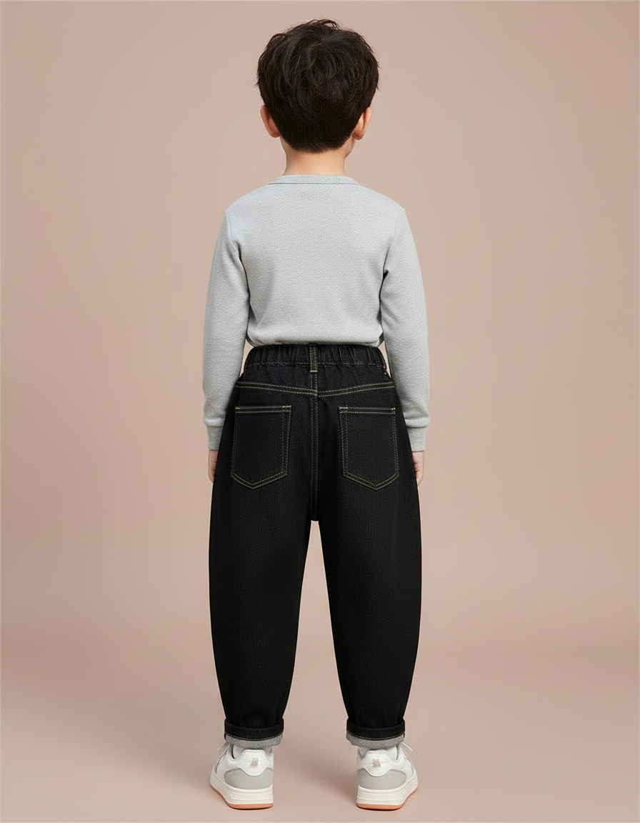 Pantalon Noir Ample Garçon Denim Décontracté - Jean - vue 2