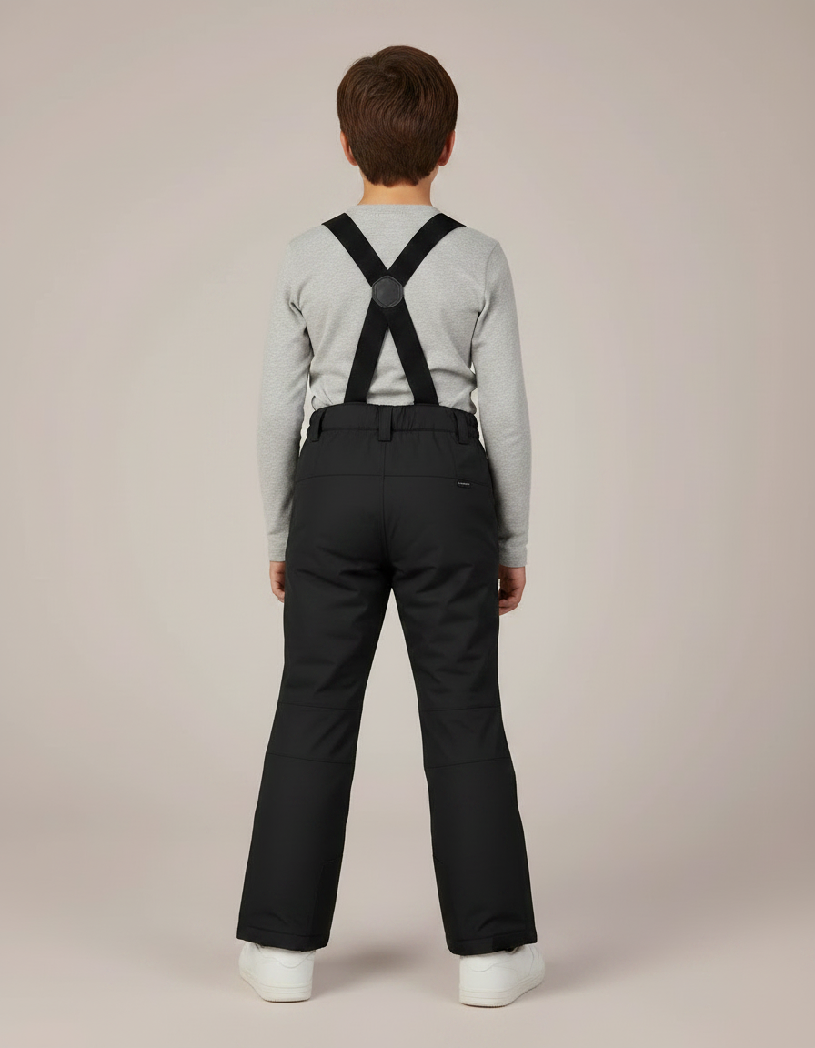 Pantalon Noir Ski Imperméable Enfant Bretelles - Polyester - vue 2