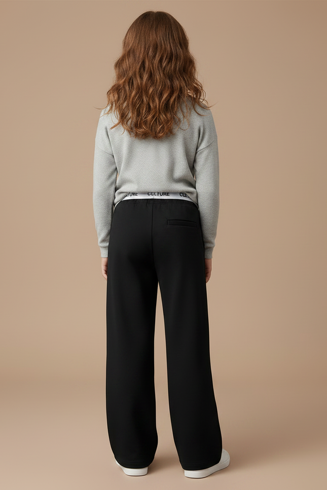 Pantalon Noir Ample Élastique Bande Culture Confortable Fille - Molleton - vue 2
