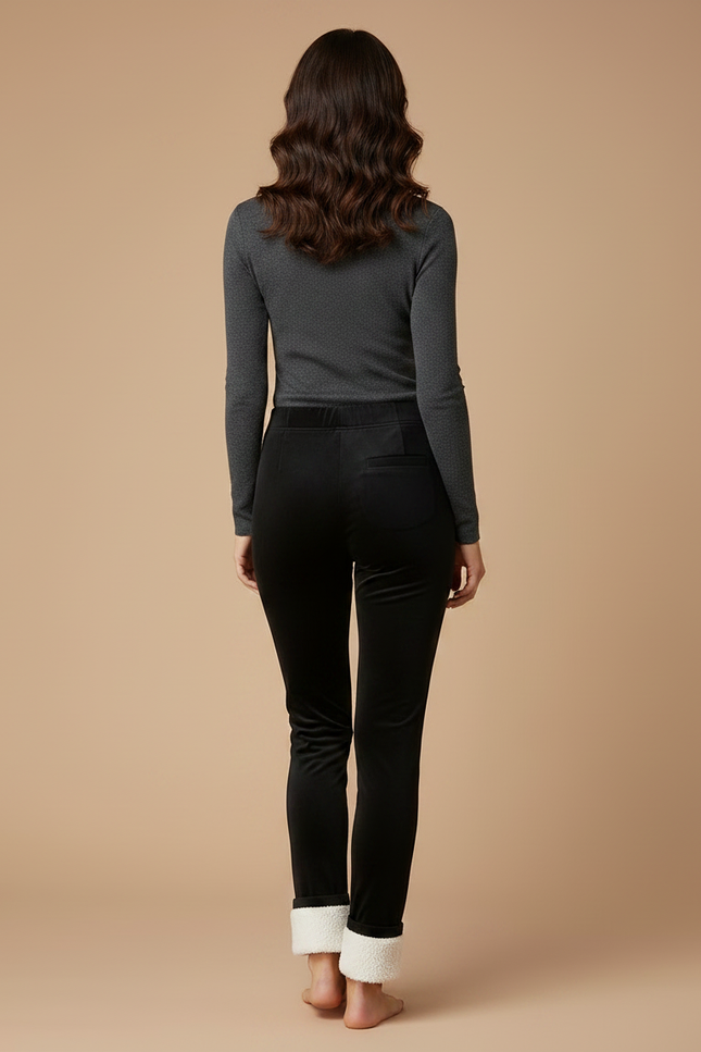 Pantalon Velours Lisse Noir Femme - vue 2