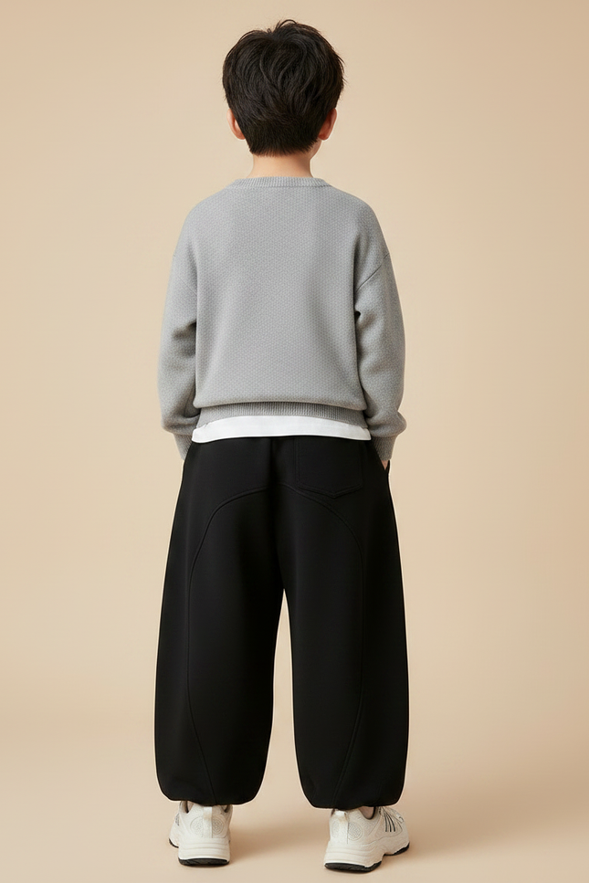 Pantalon Noir Ample Sport Décontracté Enfant Hiver - Molleton - vue 2