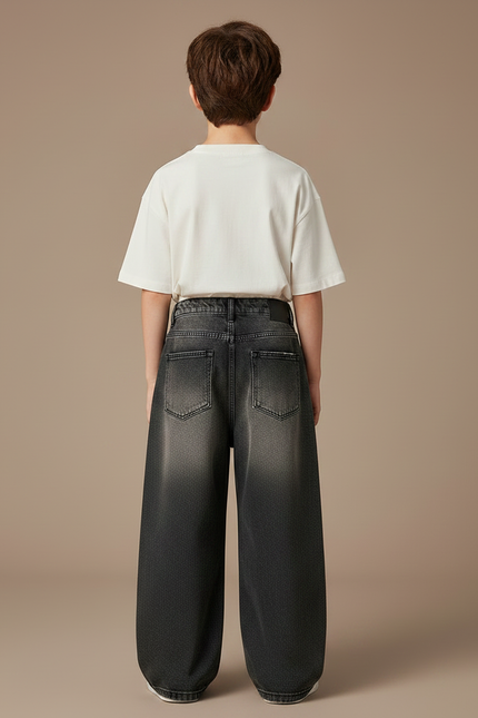 Pantalon Noir Jean Ample Déchiré Garçon Dégradé - vue 2