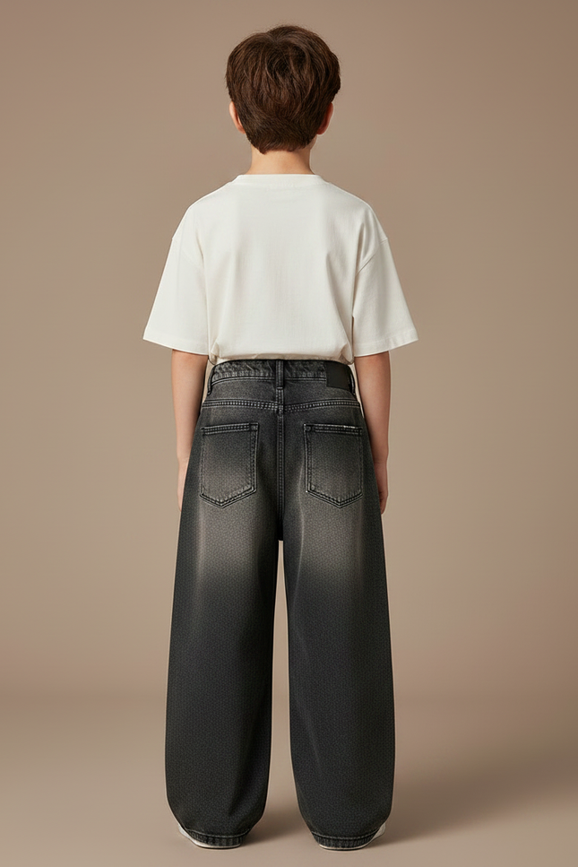 Pantalon Noir Jean Ample Déchiré Garçon Dégradé - vue 2