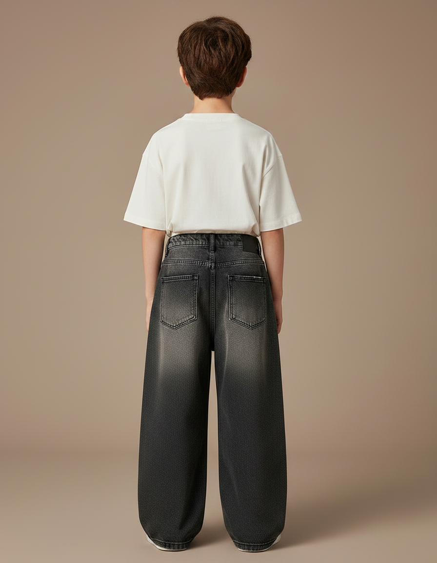 Pantalon Noir Jean Ample Déchiré Garçon Dégradé - vue 2