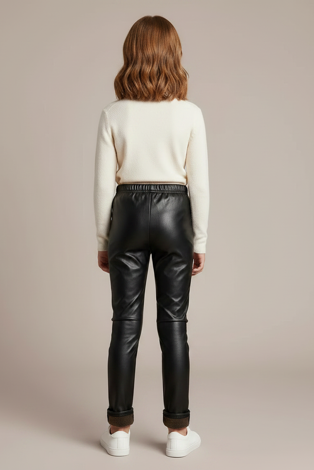 Pantalon Droit Cuir Noir - Simili cuir - vue 2