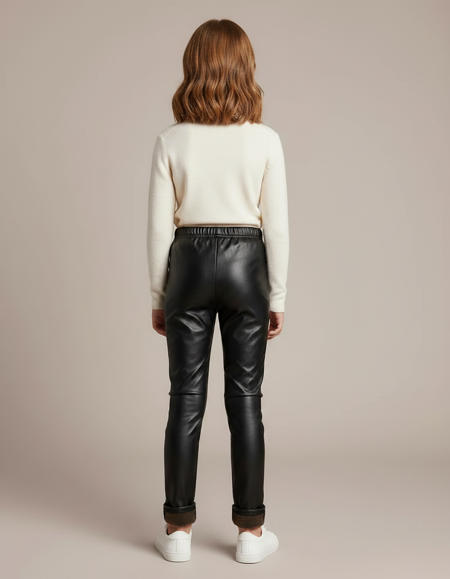 Pantalon Droit Cuir Noir - Simili cuir - vue 2