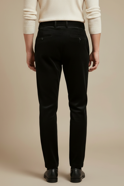 Pantalon Noir Velours Plissé Élégant Homme - Cordé - vue 2