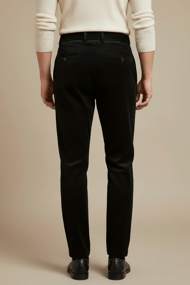 Pantalon Noir Velours Plissé Élégant Homme - Cordé - vue 2